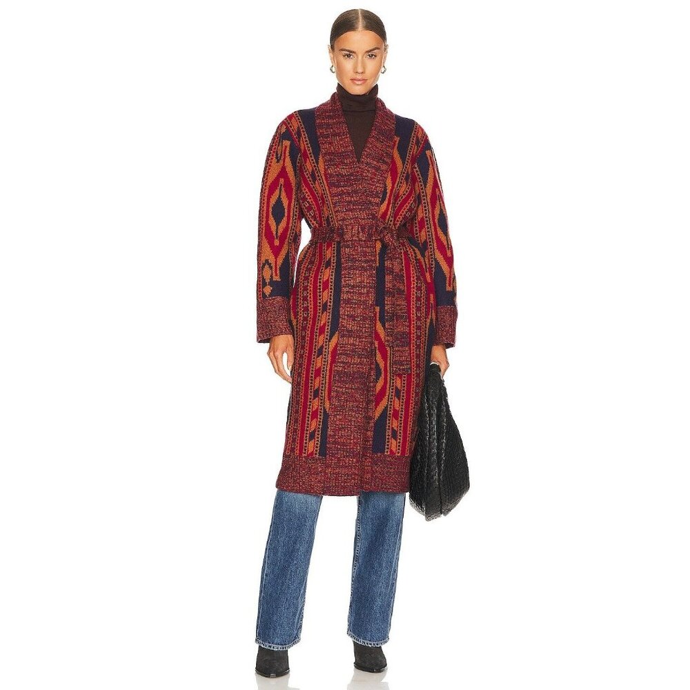 Joie Atya Wool Cardigan Longline Sundried Tomato XL Southwestern  NWT